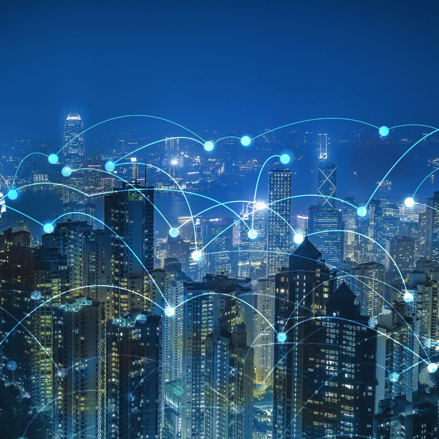 city skyline digital connection image